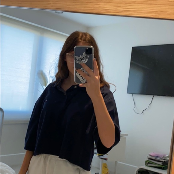 Navy cropped Tommy Hilfiger polo - Picture 3 of 3